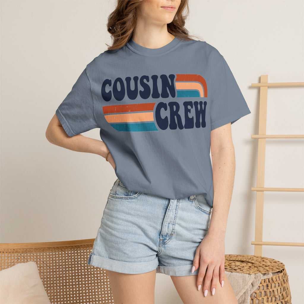 Cousin Crew Rainbow Stripe Shirt, Retro Family Reunion Tee, Matching Cousins Shirt, Family Gift