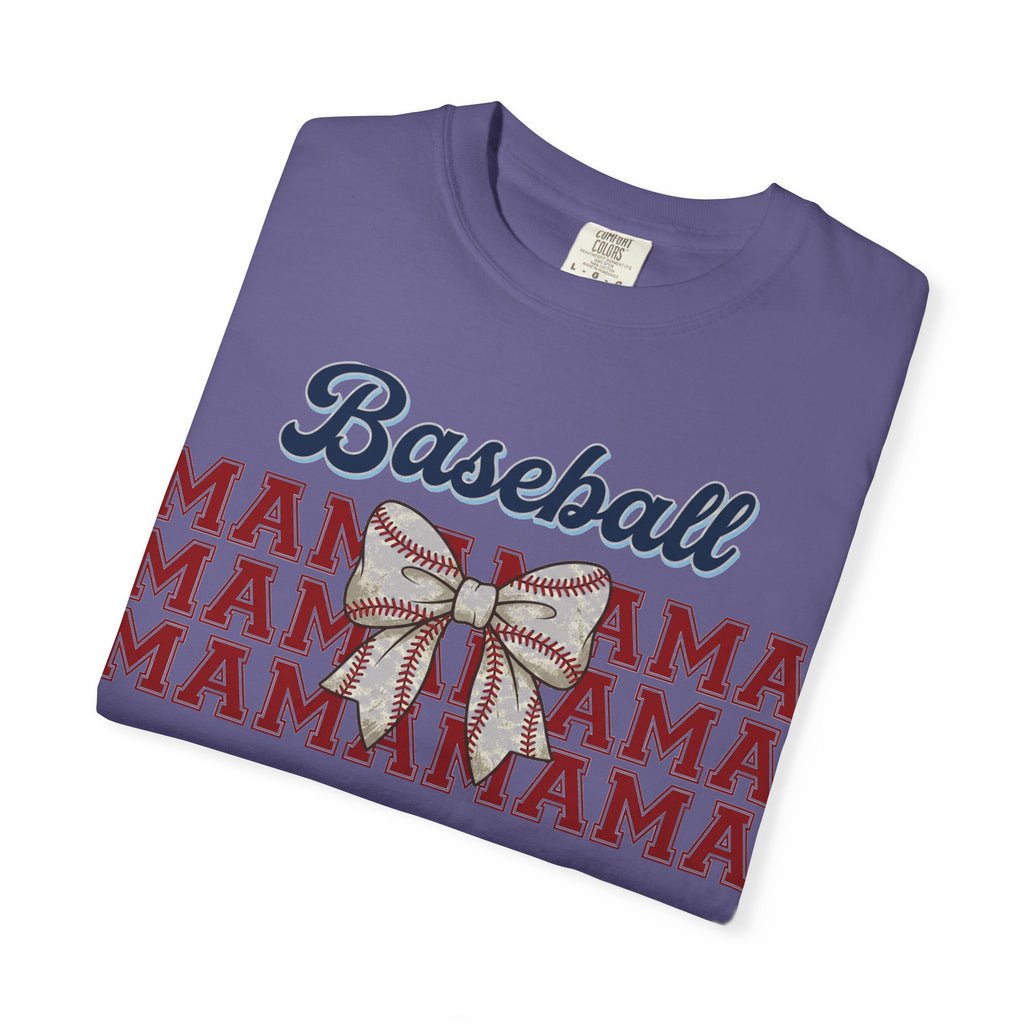 Baseball Mama Shirt, Stacked Varsity Mama Tee, Baseball Bow Mom Shirt, Game Day Baseball Mom Gift