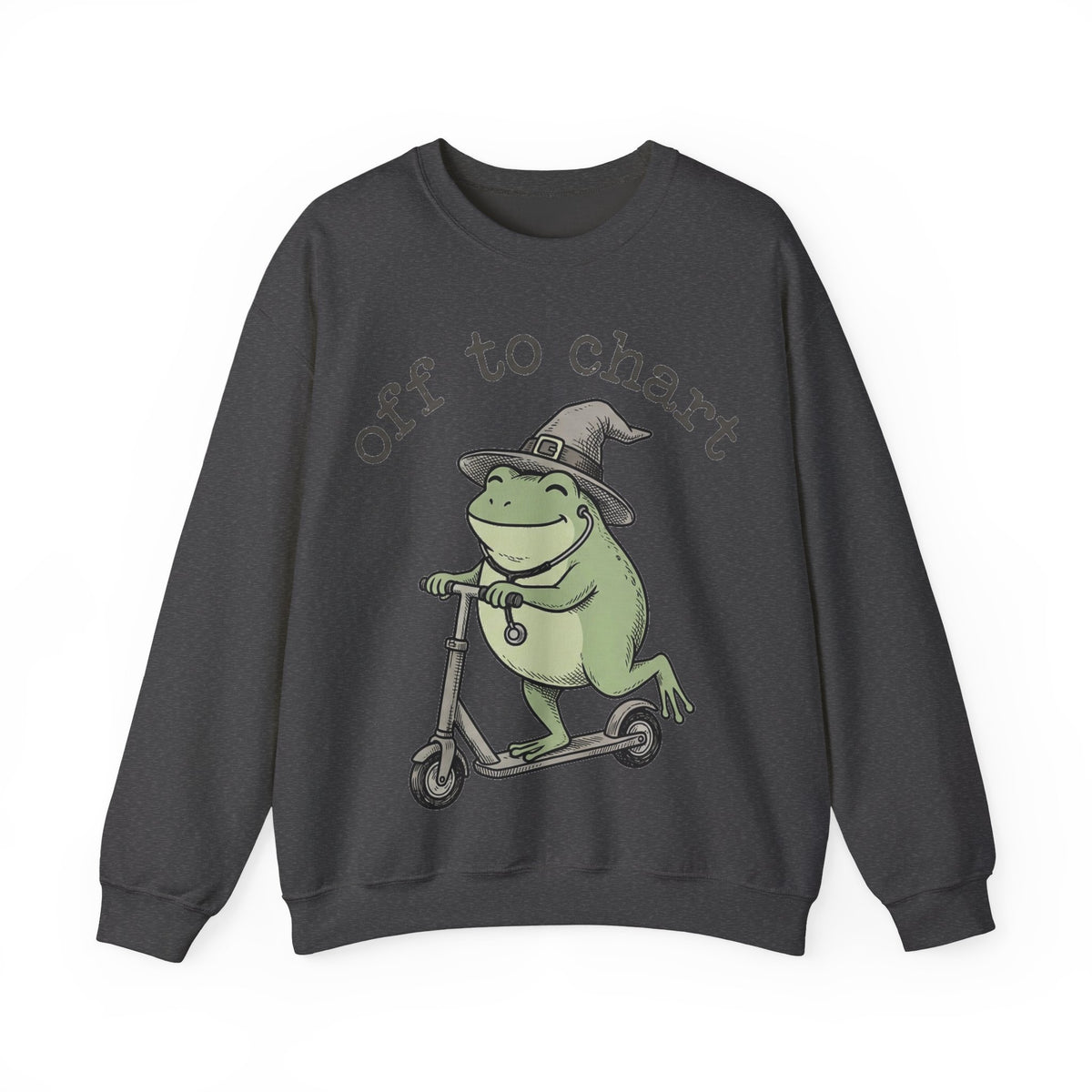 Off To Chart Frog Nurse Sweatshirt, Witch Hat Frog on Scooter Sweatshirt, Funny Halloween Nurse Sweatshirt, Spooky Nursing Student Gift, RN