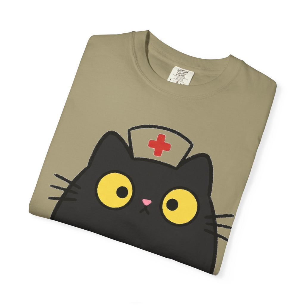 Kawaii Black Cat Nurse Shirt, Cute Cat In Nurse Cap Tee, Funny Nurse Cat Shirt, RN Gift
