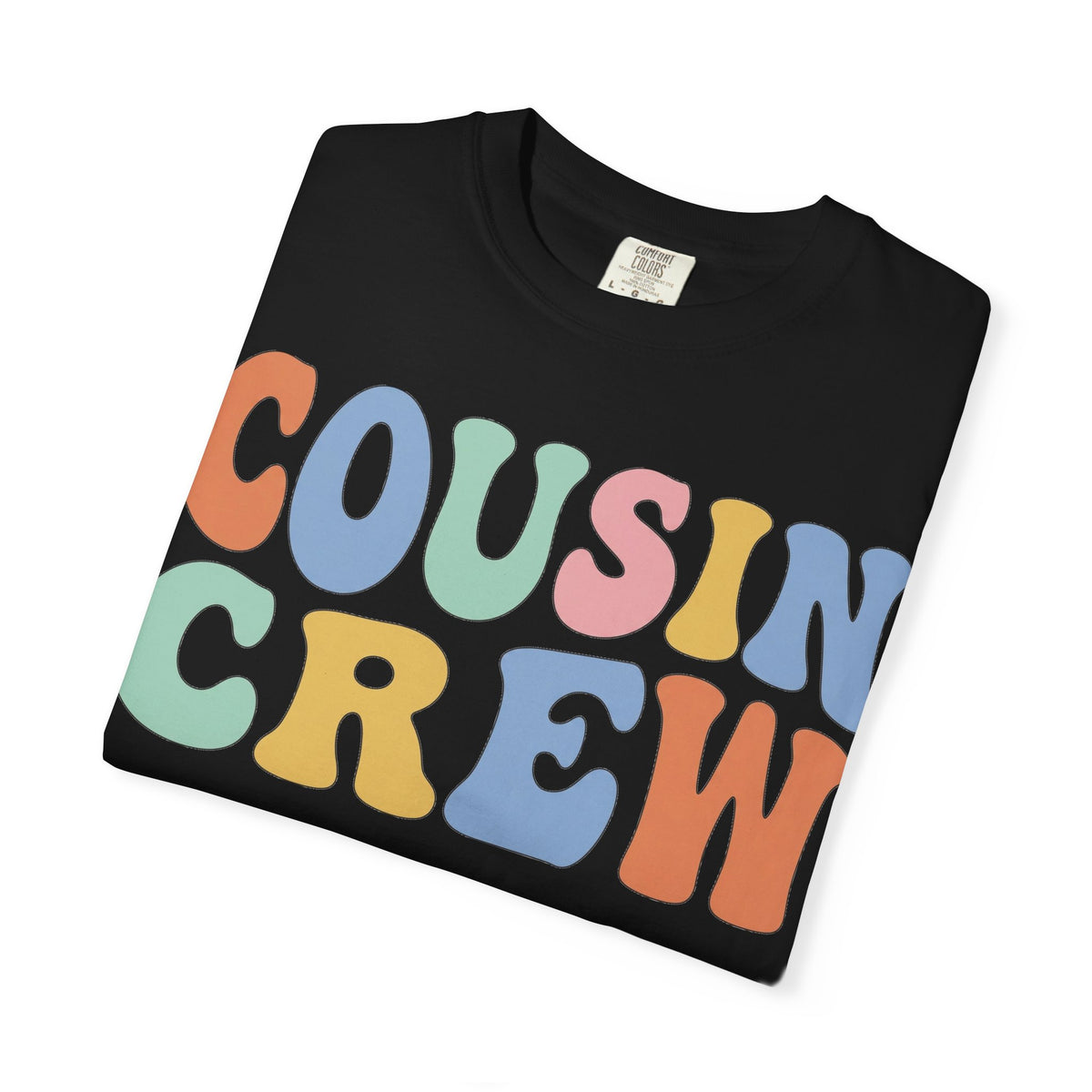 Cousin Crew Wide Groovy Shirt, Pastel Retro Letter Tee, Family Reunion Matching Shirt, Cousin Gift