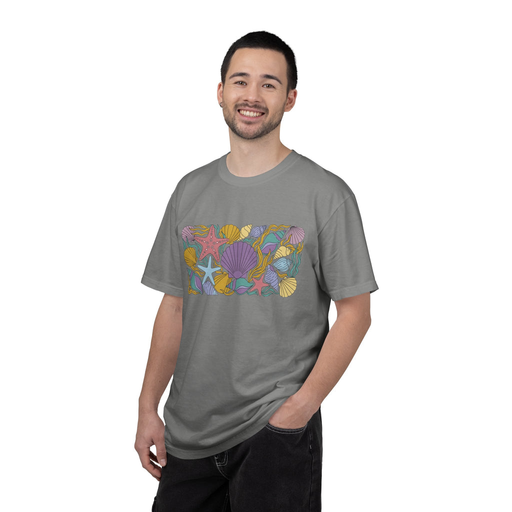 Seashell Starfish Shirt, Pastel Beach Shell Collage Tee, Coastal Summer Shirt, Beach Lover Gift