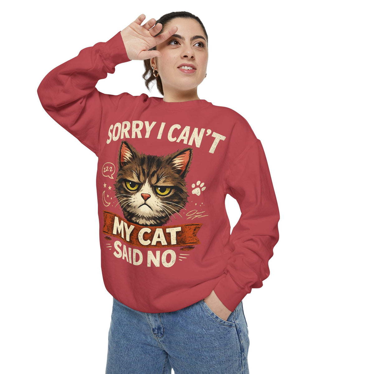 Sorry I Can't My Cat Said No Sweatshirt — Funny Cat Lover Pullover