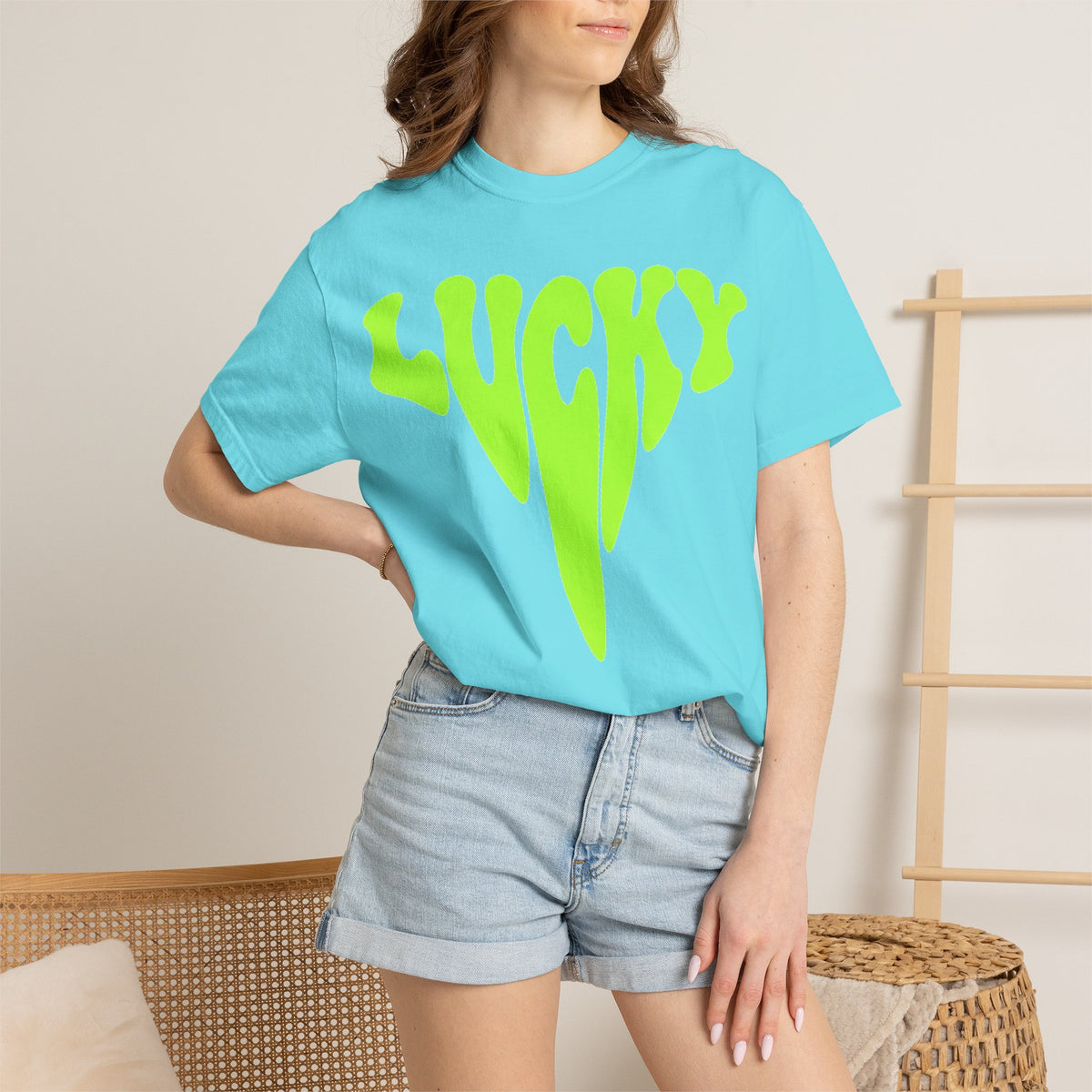 Lucky Drip Shirt, Neon Psychedelic Lettering Tee, Trippy St Patricks Day Shirt, Rave Gift