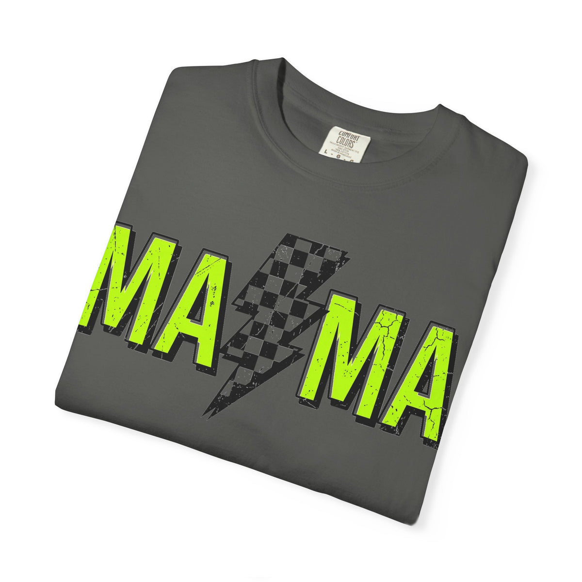 Mama Lightning Bolt Shirt, Neon Green Checkered Bolt Tee, Edgy Mom Shirt, Mama Gift