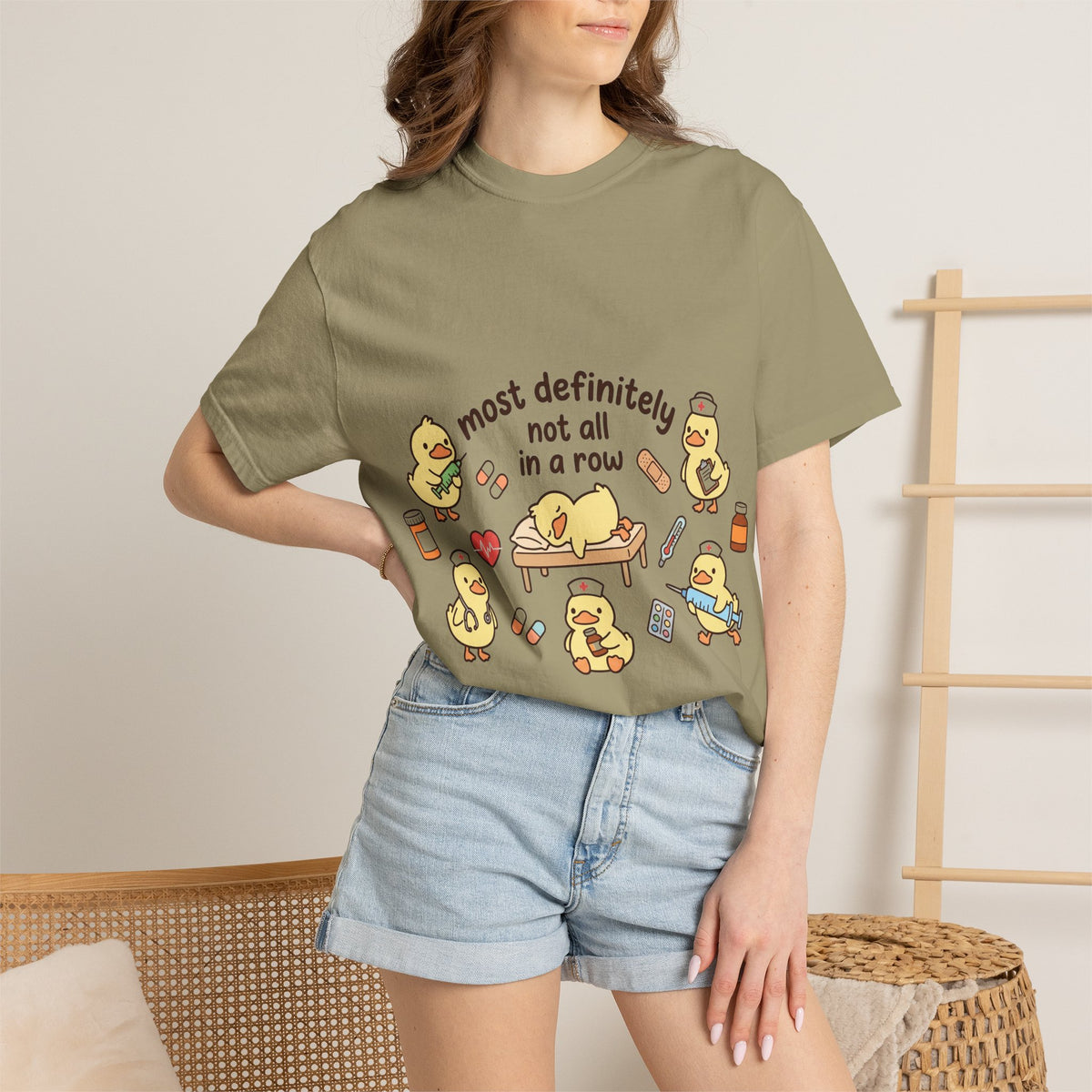 Most Definitely Not All In A Row Shirt, Funny Nurse Duck Tee, Cute Duckling Nurse Shirt, RN Gift