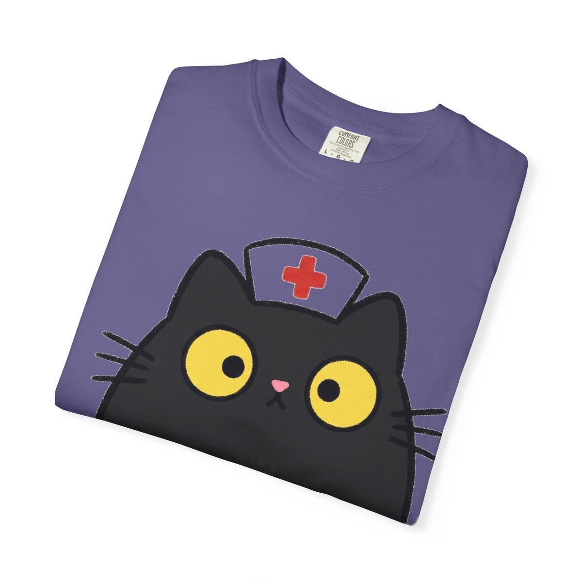Kawaii Black Cat Nurse Shirt, Cute Cat In Nurse Cap Tee, Funny Nurse Cat Shirt, RN Gift