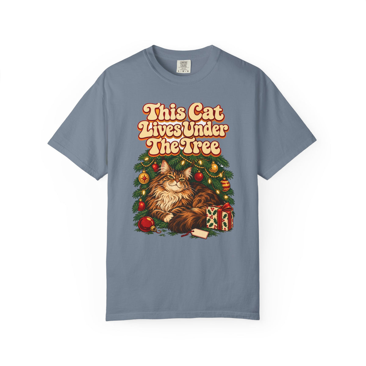 Funny Christmas Cat Shirt This Cat Lives Under The Tree Shirt, Funny Holiday Gift Shirt, Christmas Gift Idea