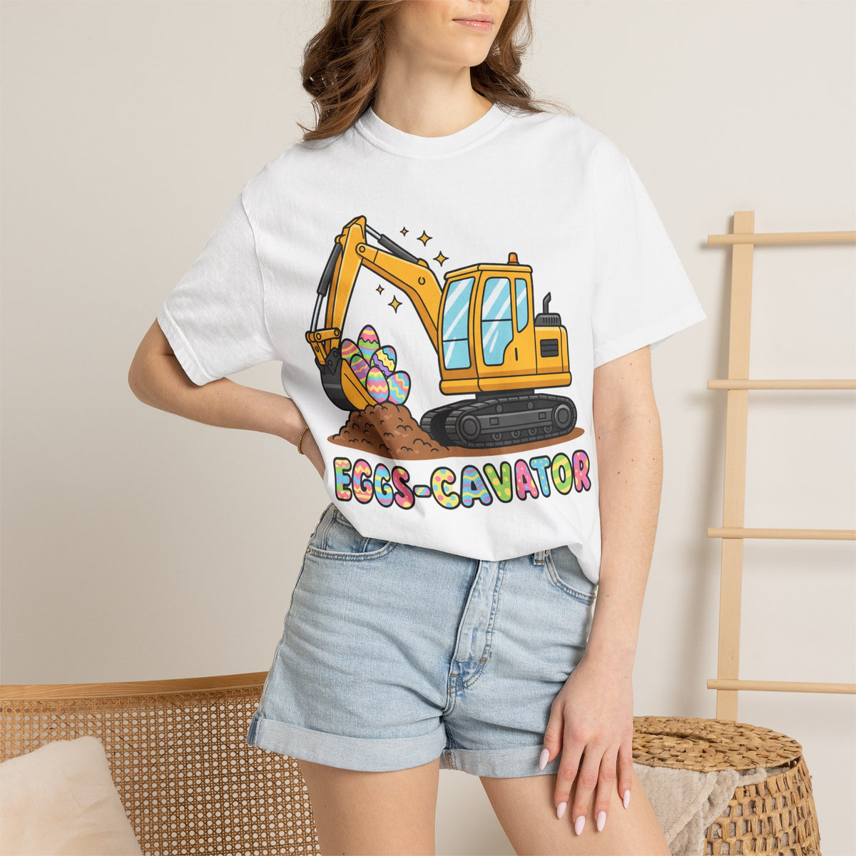 Eggs-Cavator Big Digger Shirt, Easter Excavator Tee, Construction Easter Shirt, Kids Easter Gift