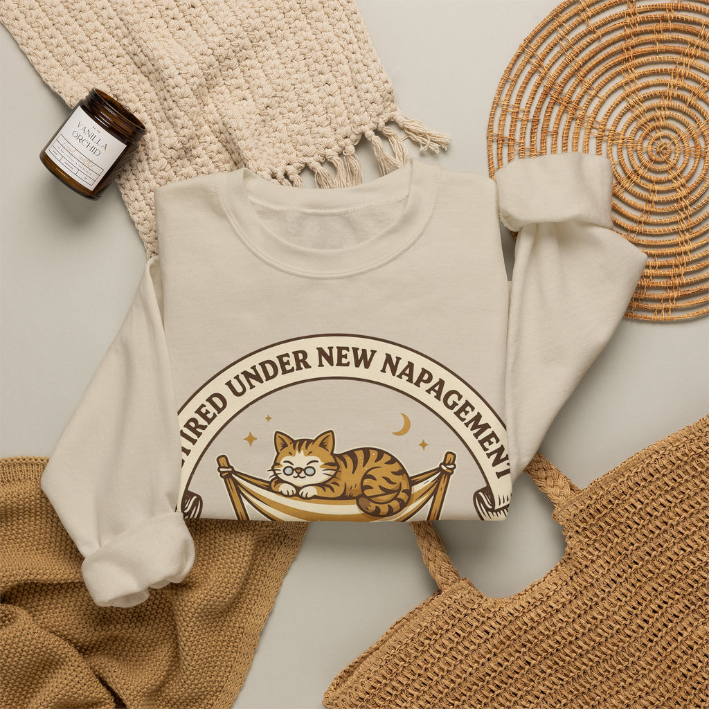 Funny Retirement Sweatshirt Retired Under New Napagement | Retirement Pun Sweatshirt | Retired Cat Nap Sweatshirt | Retiree Gift