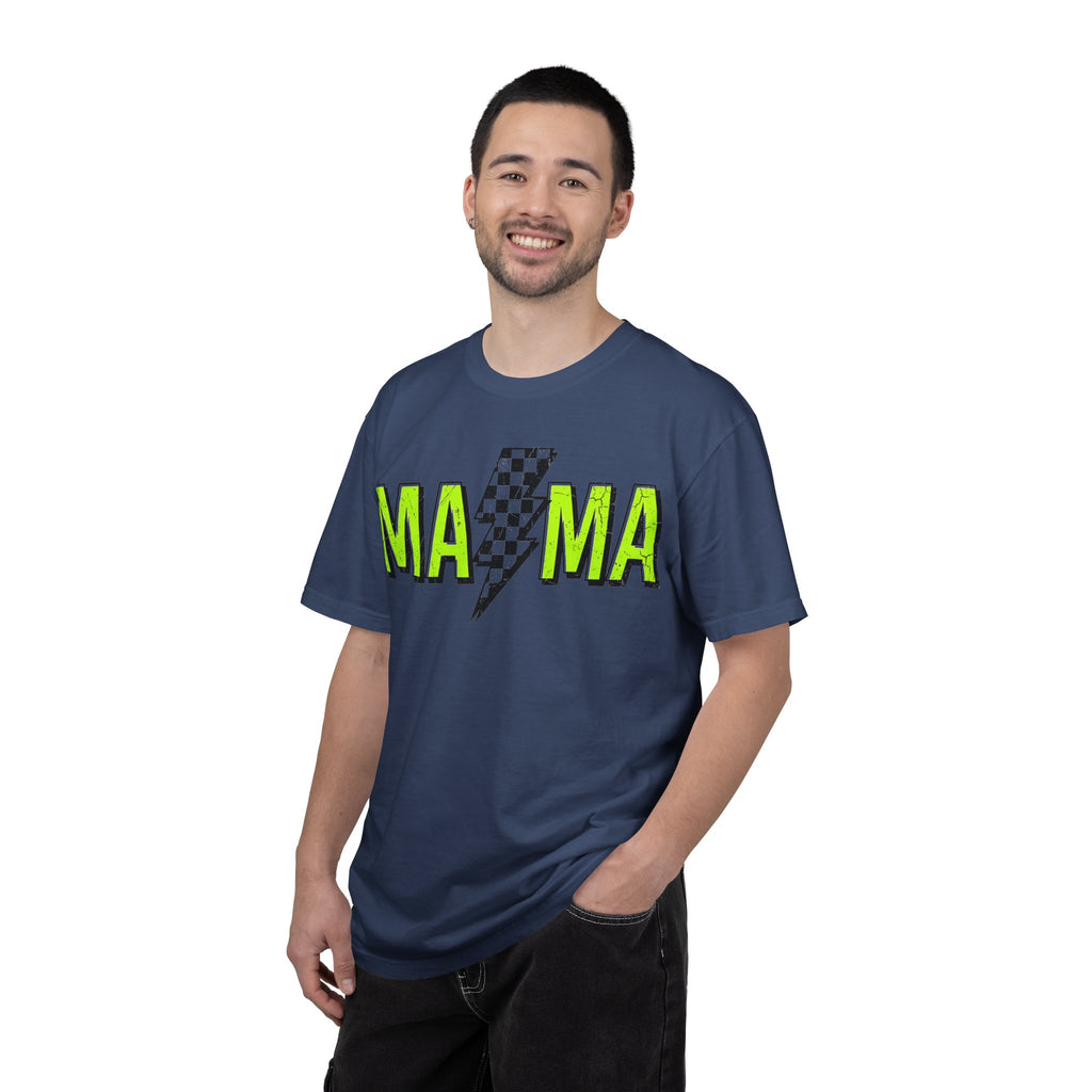 Mama Lightning Bolt Shirt, Neon Green Checkered Bolt Tee, Edgy Mom Shirt, Mama Gift