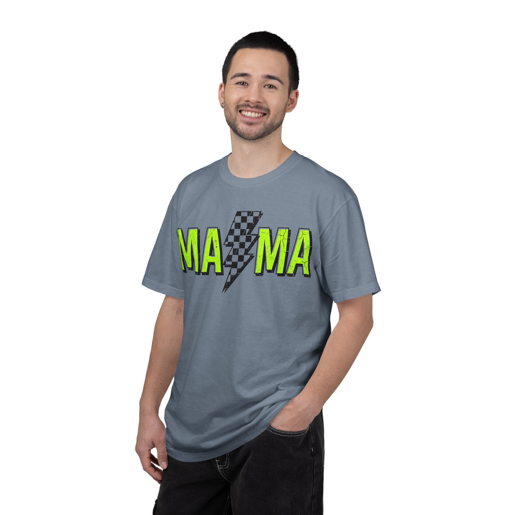 Mama Lightning Bolt Shirt, Neon Green Checkered Bolt Tee, Edgy Mom Shirt, Mama Gift