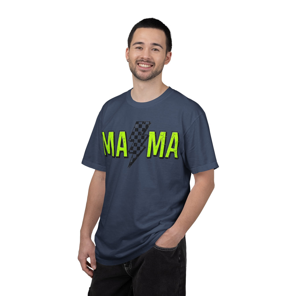 Mama Lightning Bolt Shirt, Neon Green Checkered Bolt Tee, Edgy Mom Shirt, Mama Gift