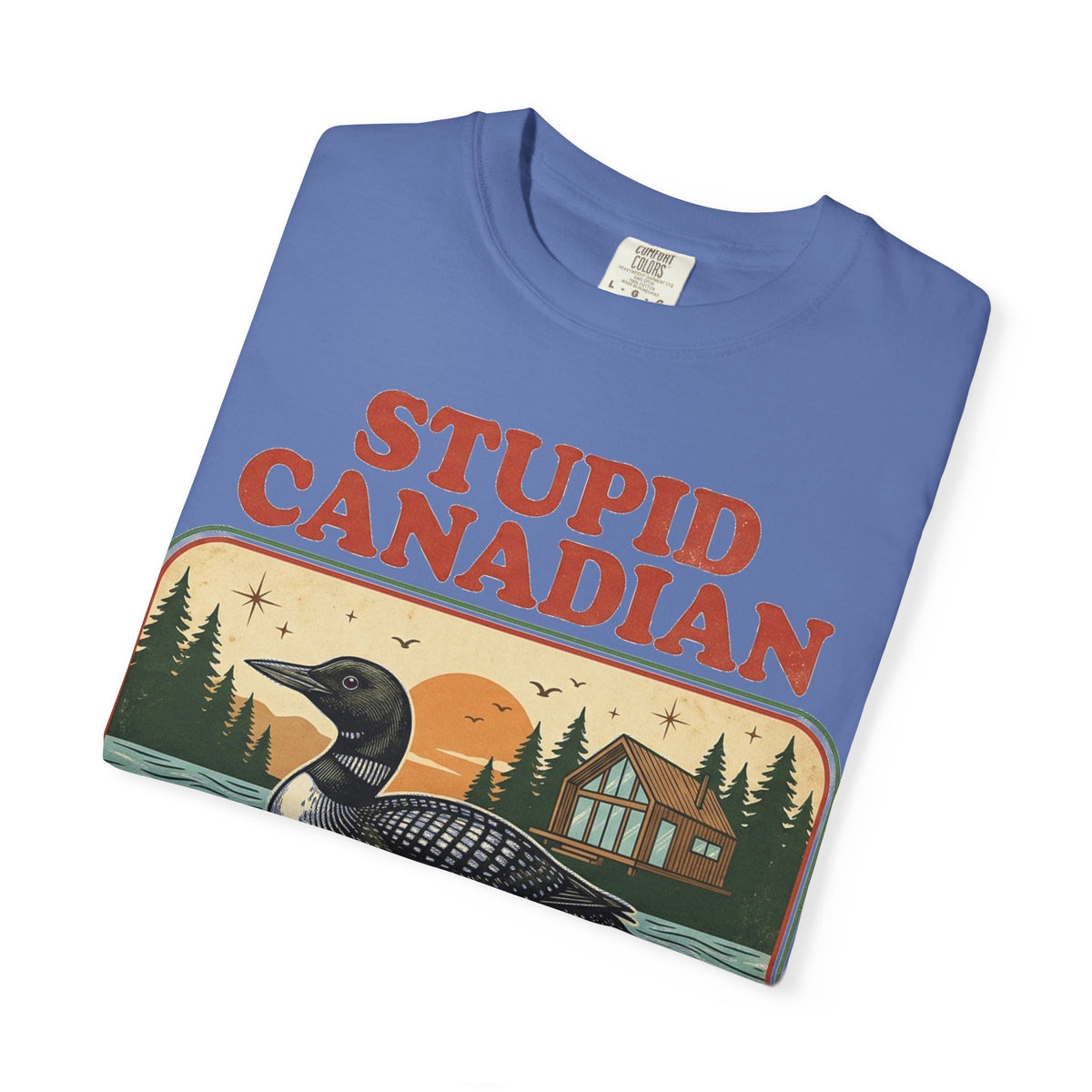 Stupid Canadian Wolf-Bird Shirt, Retro Loon Lake Badge Tee, Funny Canada Cabin Shirt, Lake Life Gift