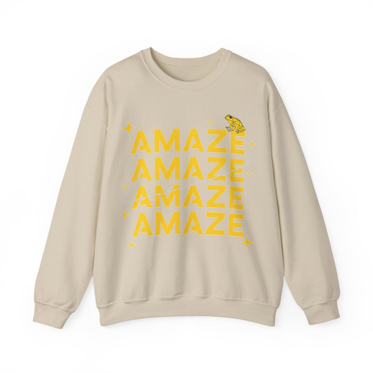 Amaze Amaze Amaze Frog Sweatshirt, Funny Retro Frog Sweatshirt, Yellow Typography Frog Lover Gift, Weird Meme Sweatshirt, Cottagecore Frog G