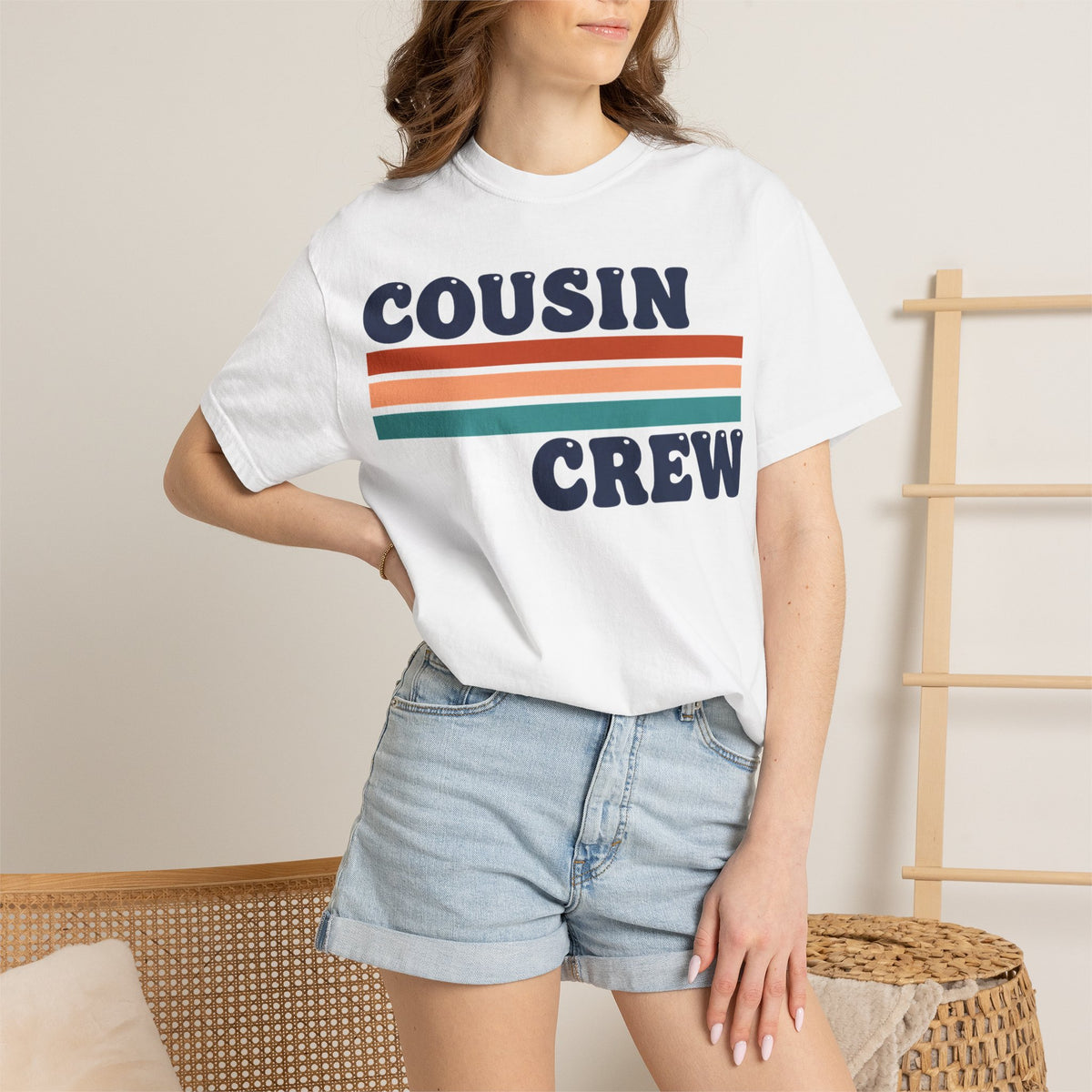 Cousin Crew Stacked Stripe Shirt, Vintage Stripe Family Tee, Matching Cousin Shirt, Reunion Gift