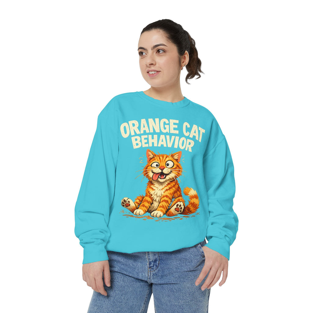 Orange Cat Behavior Sweatshirt — Cute Ginger Kitty Graphic Pullover