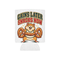Gains Later Snacks Now Can Cooler, Funny Beer Can Sleeve, Gym Gift Stocking Stuffer