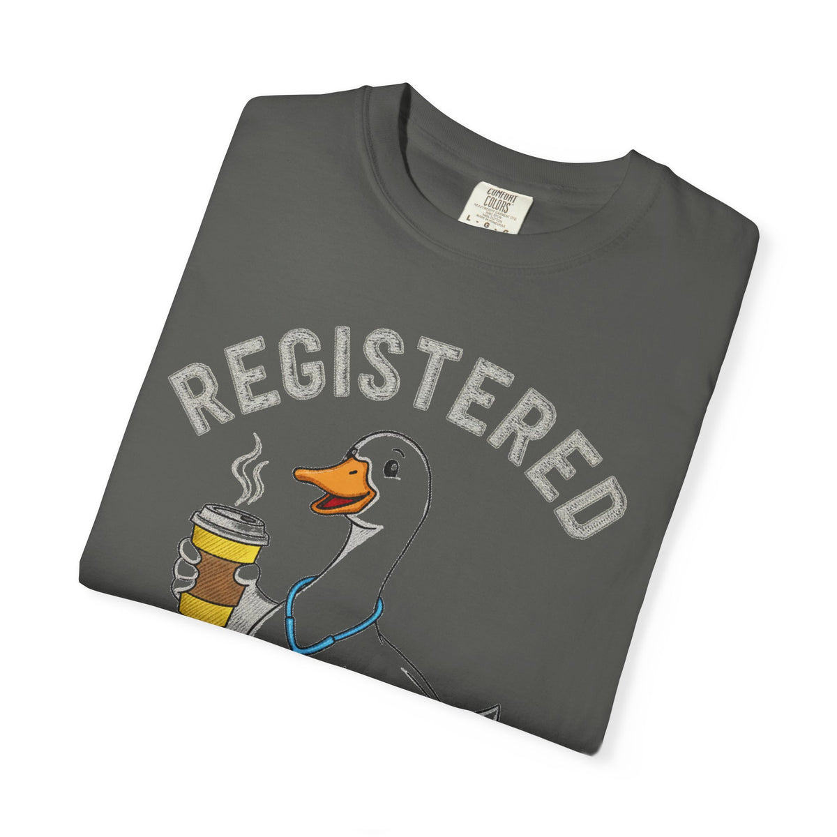 Registered Silly Goose Coffee Cup Shirt, Faux Stitch Nurse Goose Tee, Funny Nurse Shirt, RN Gift