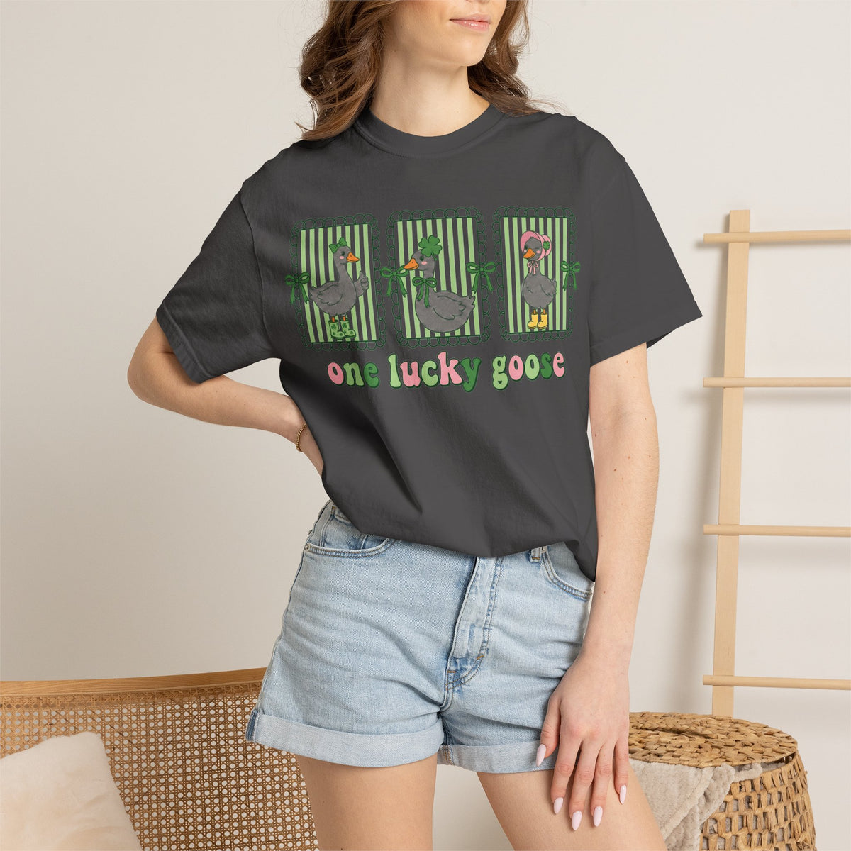 One Lucky Goose Shirt, St Patricks Day Goose Trio Tee, Funny Irish Shirt, Shamrock Gift