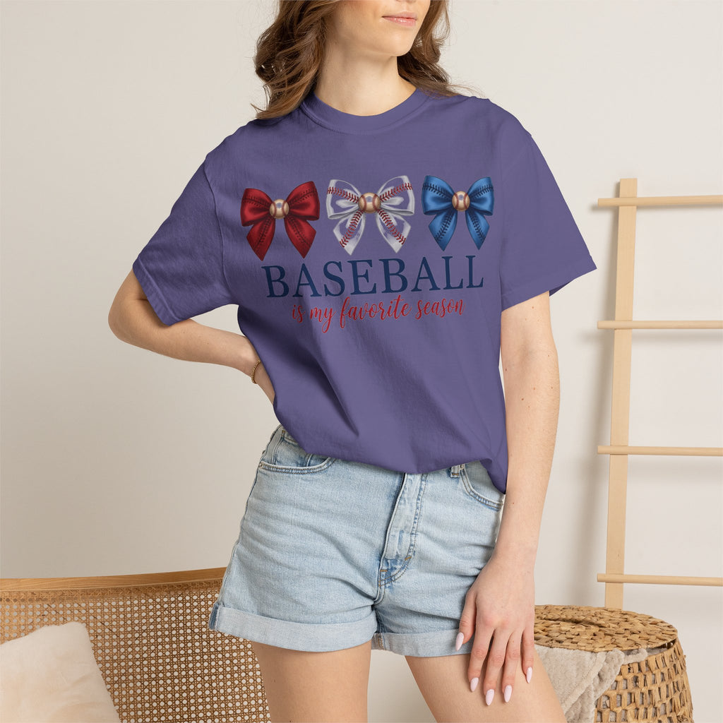 Baseball Is My Favorite Season Shirt, Coquette Baseball Bows Tee, Baseball Mom Shirt, Game Day Gift