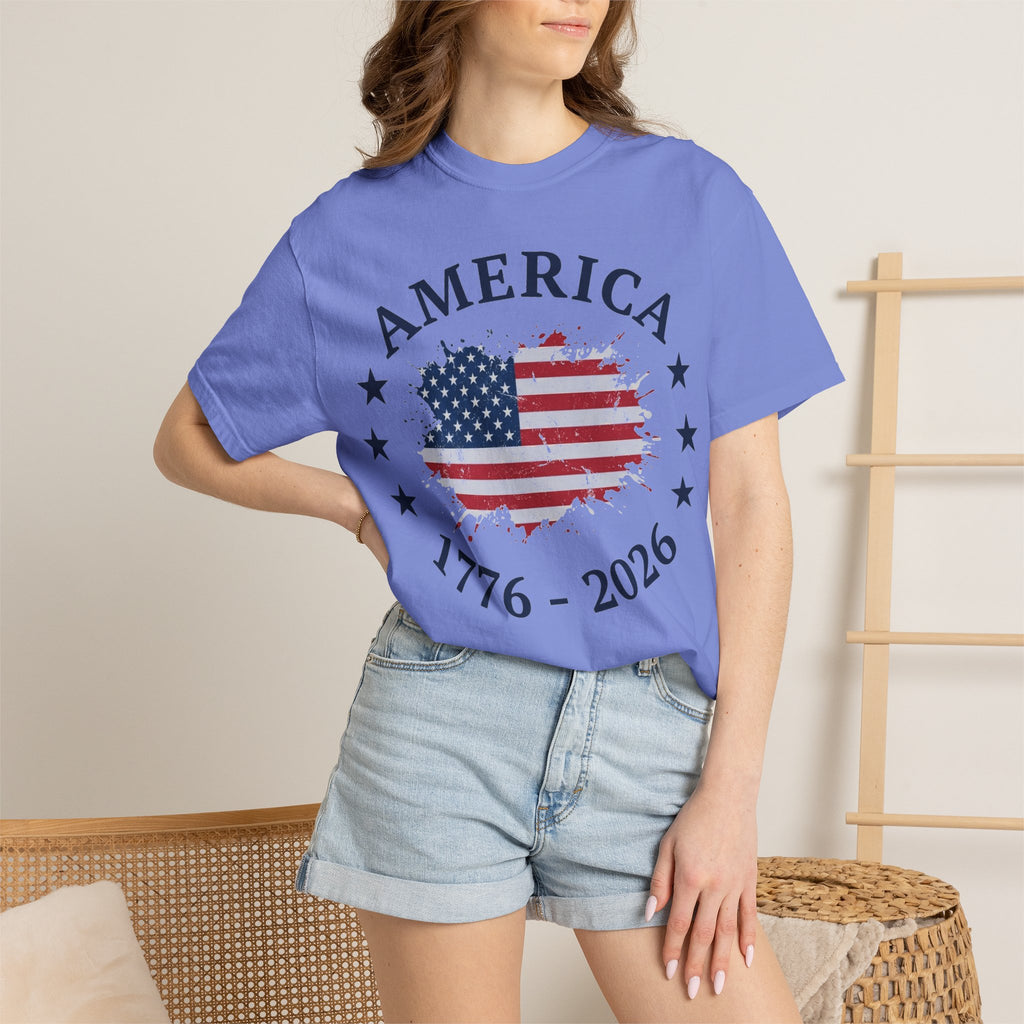 America 1776 2026 Shirt, Distressed Flag Oval Tee, Patriotic 250th Anniversary Shirt, Fourth Of July Gift