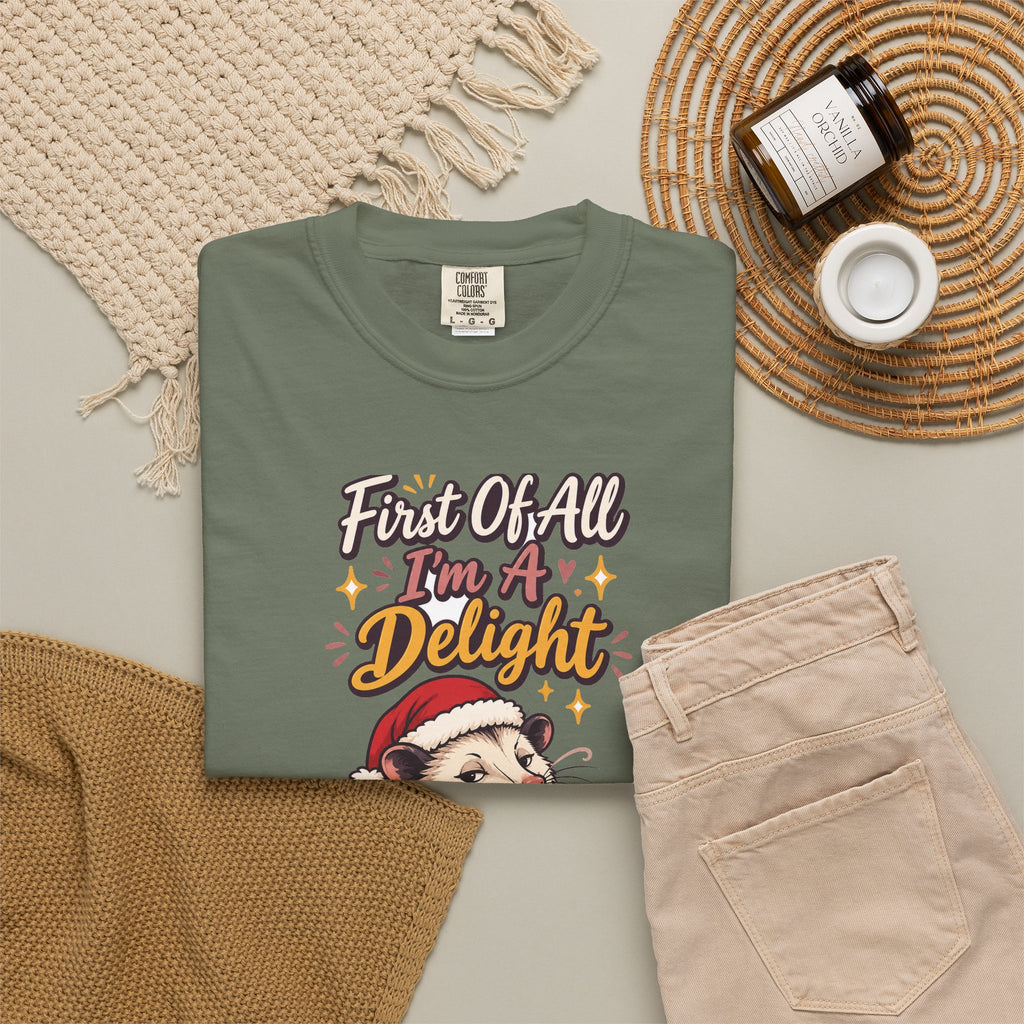 Sarcastic Gift First Of All I'm A Delight Ornament Mug Shirt Funny Christmas Gift for Coworker Sister Friend Opossum