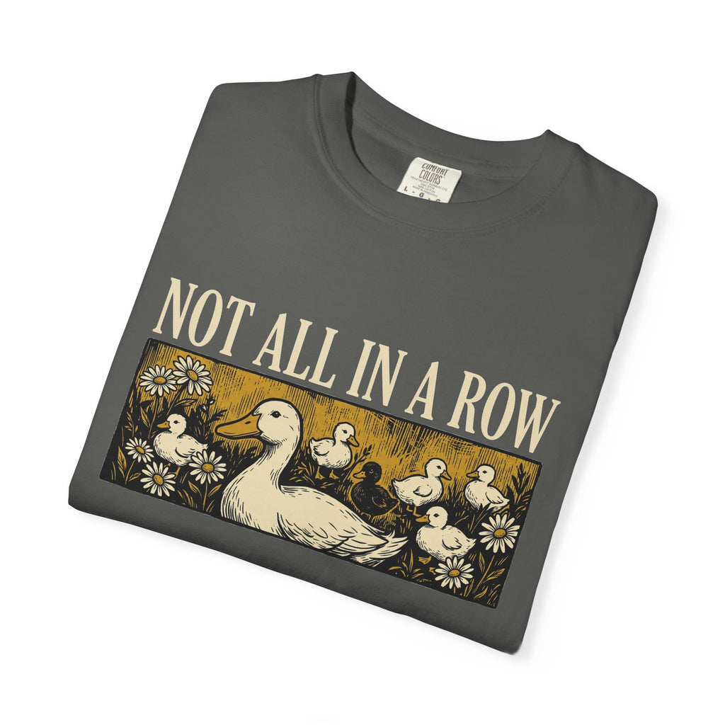Not All In A Row Gold Panel Shirt, Woodcut Duck Family Tee, Folk Art Duck Shirt, Funny Gift