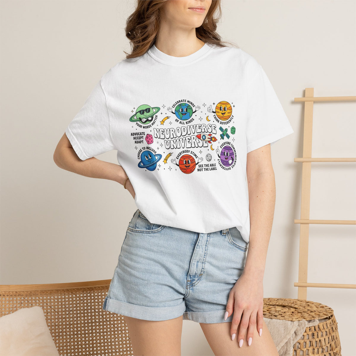 Neurodiverse Universe Wide Shirt, Autism Acceptance Planets Tee, Inclusion Teacher Shirt, SPED Gift