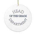 Head Of The Chaos Department Ornament, Funny Sarcastic Gift for Coworker, Secret Santa Gift, Christmas Ornament 2026