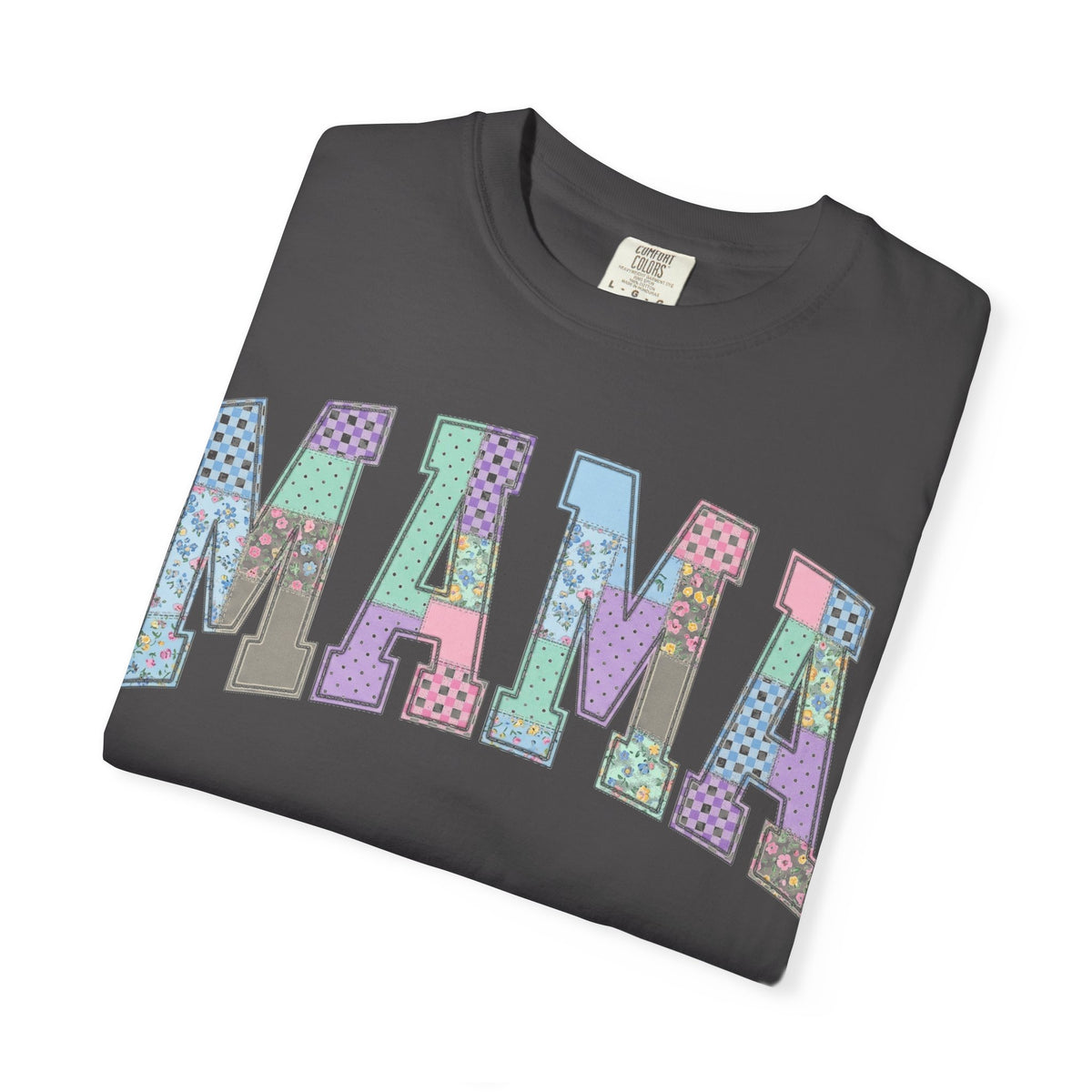 Mama Arched Patchwork Shirt, Pastel Quilt Letter Tee, Cottagecore Mom Shirt, Mothers Day Gift