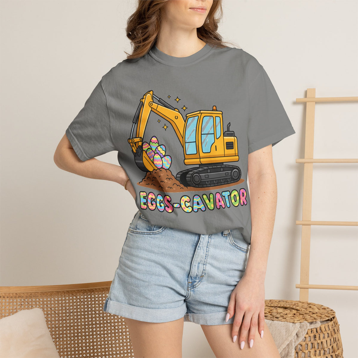 Eggs-Cavator Big Digger Shirt, Easter Excavator Tee, Construction Easter Shirt, Kids Easter Gift