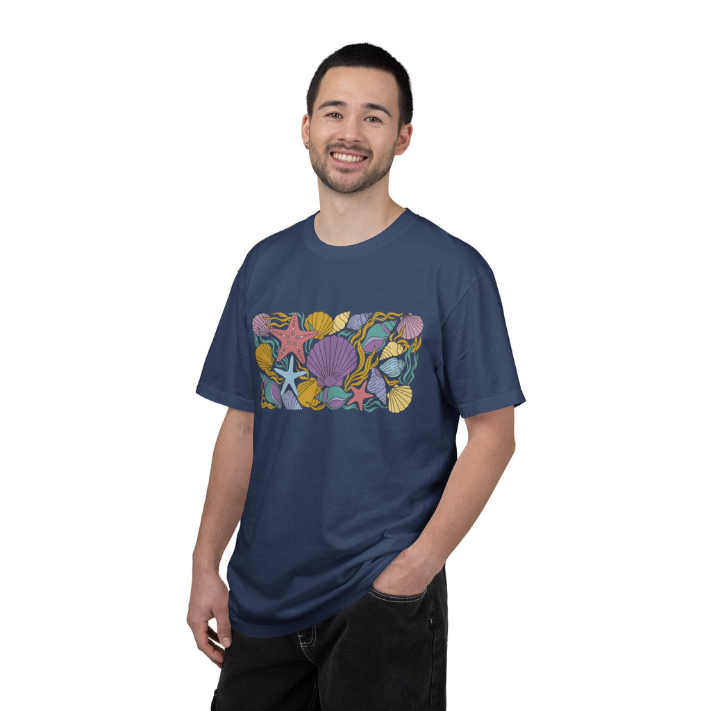 Seashell Starfish Shirt, Pastel Beach Shell Collage Tee, Coastal Summer Shirt, Beach Lover Gift