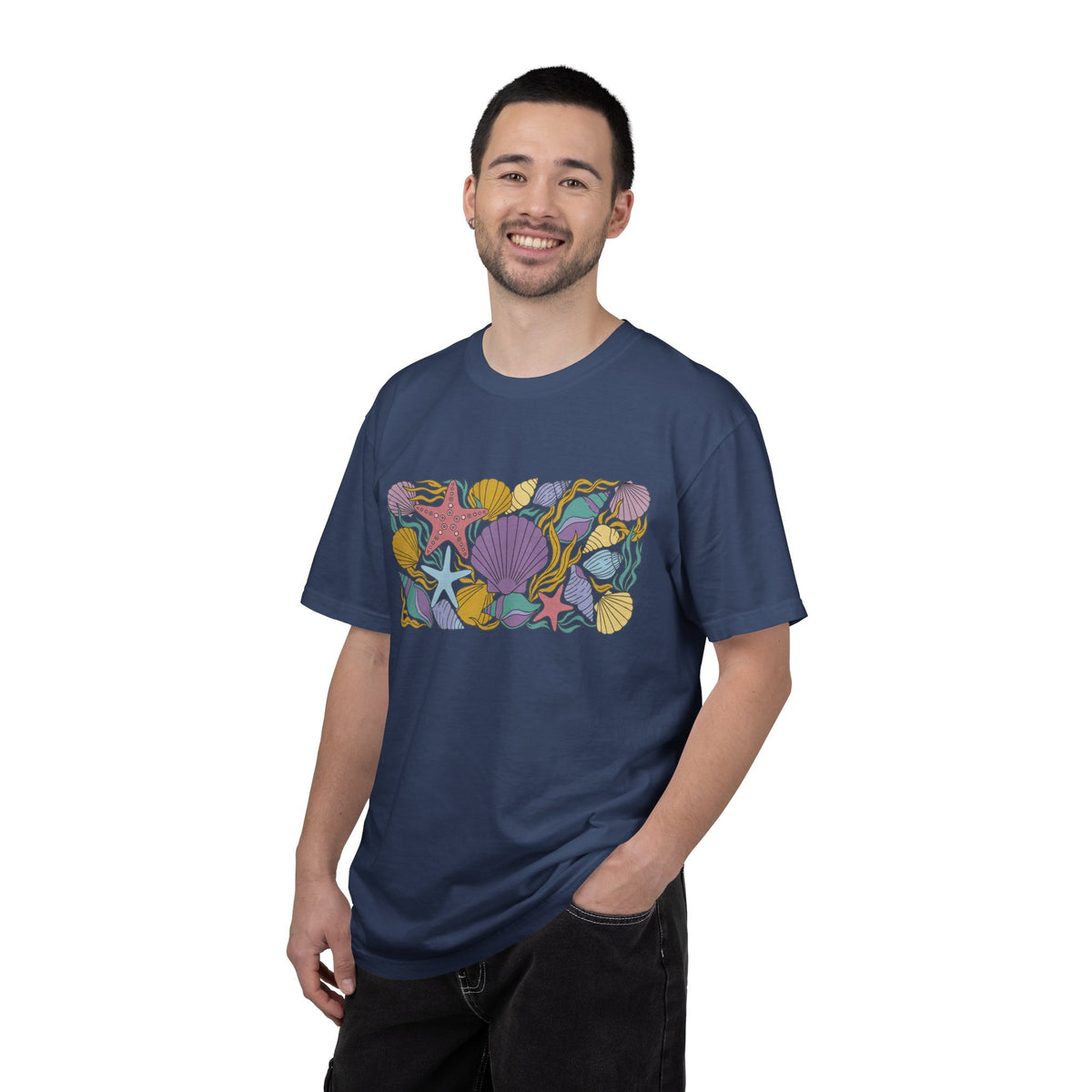 Seashell Starfish Shirt, Pastel Beach Shell Collage Tee, Coastal Summer Shirt, Beach Lover Gift