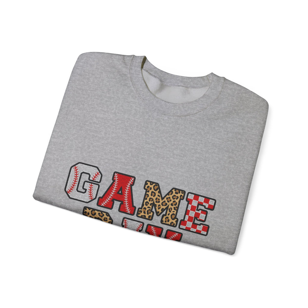 Game Day Sweatshirt, Baseball Leopard Checkered Chenille Letters Sweatshirt, Baseball Mom Sweatshirt, Softball Game Day Gift, Sports Mom Var