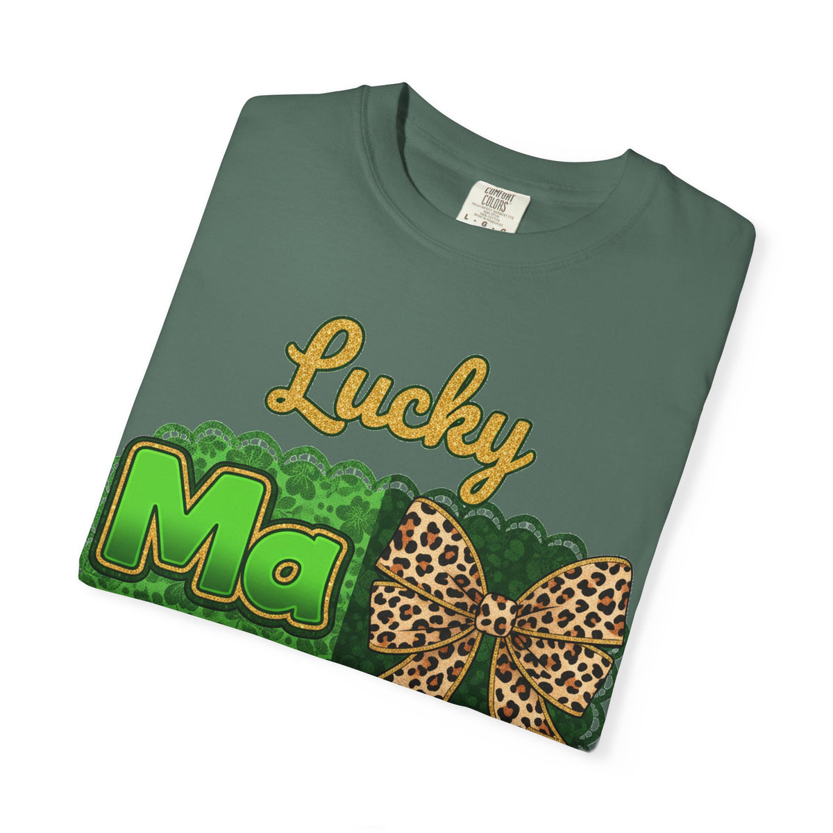 Lucky Mama Quad Shirt, Shamrock Leopard Bow Tee, St Patricks Day Mom Shirt, Irish Mama Gift