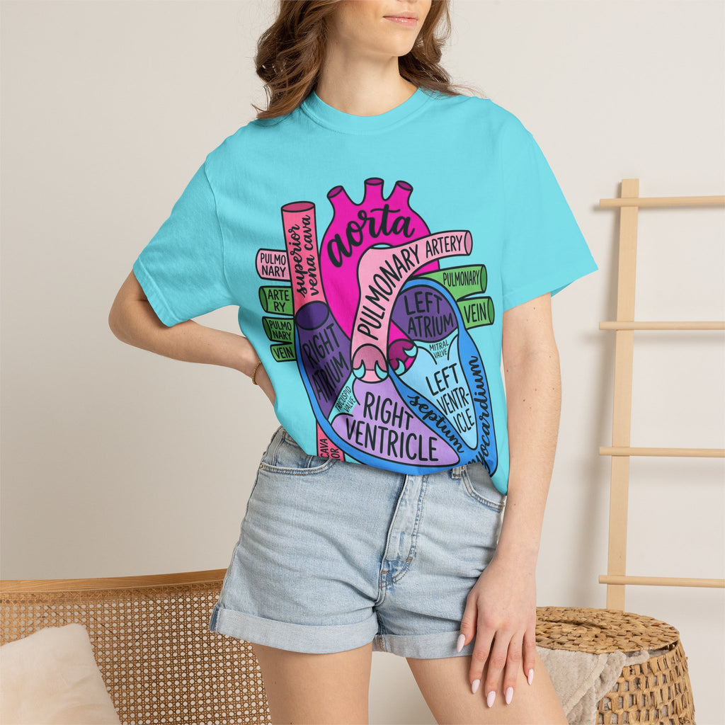 Anatomical Heart Diagram Shirt, Labelled Cardiac Anatomy Tee, Cardiology Nurse Shirt, Med Student Gift