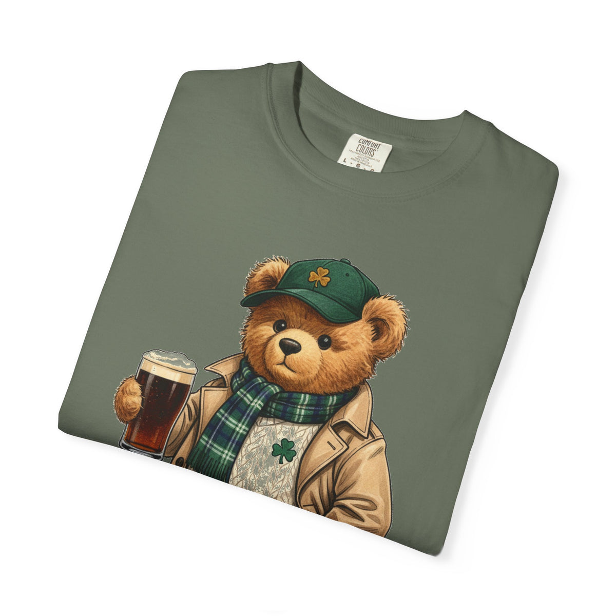 Irish Teddy Bear Trench Coat Shirt, Flat Cap Bear Stout Pint Tee, St Patricks Day Shirt, Irish Gift