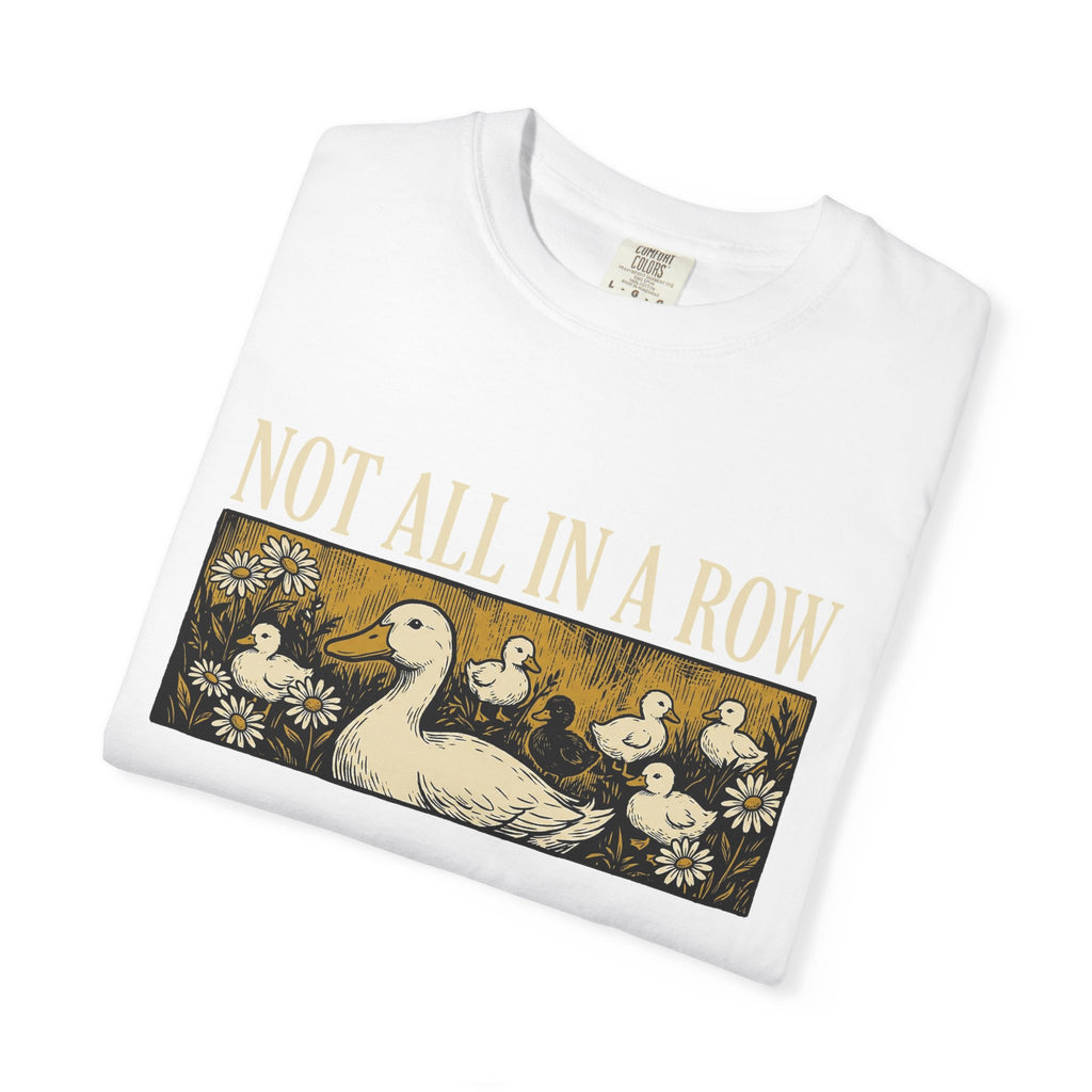 Not All In A Row Gold Panel Shirt, Woodcut Duck Family Tee, Folk Art Duck Shirt, Funny Gift