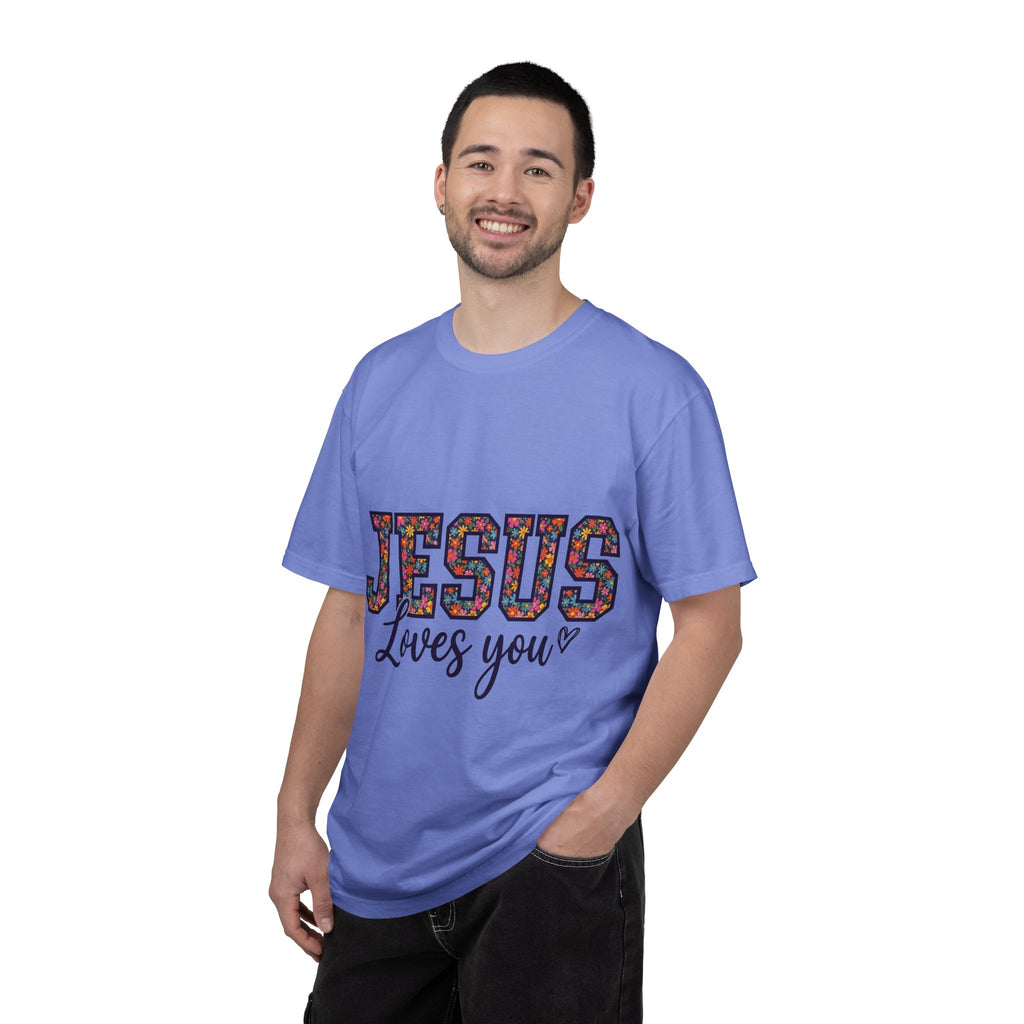 Jesus Loves You Shirt, Floral Varsity Christian Tee, Faith Statement Shirt, Church Gift