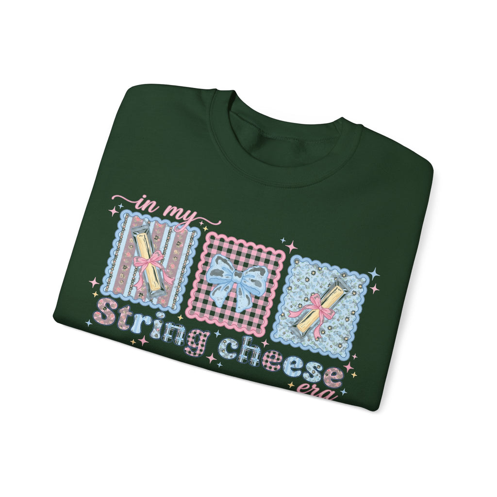 In My String Cheese Era Sweatshirt, Coquette Bow Snack Sweatshirt, Funny Girly Meme Sweatshirt, Pastel Pink Blue Gift for Her, Cute Food Hum