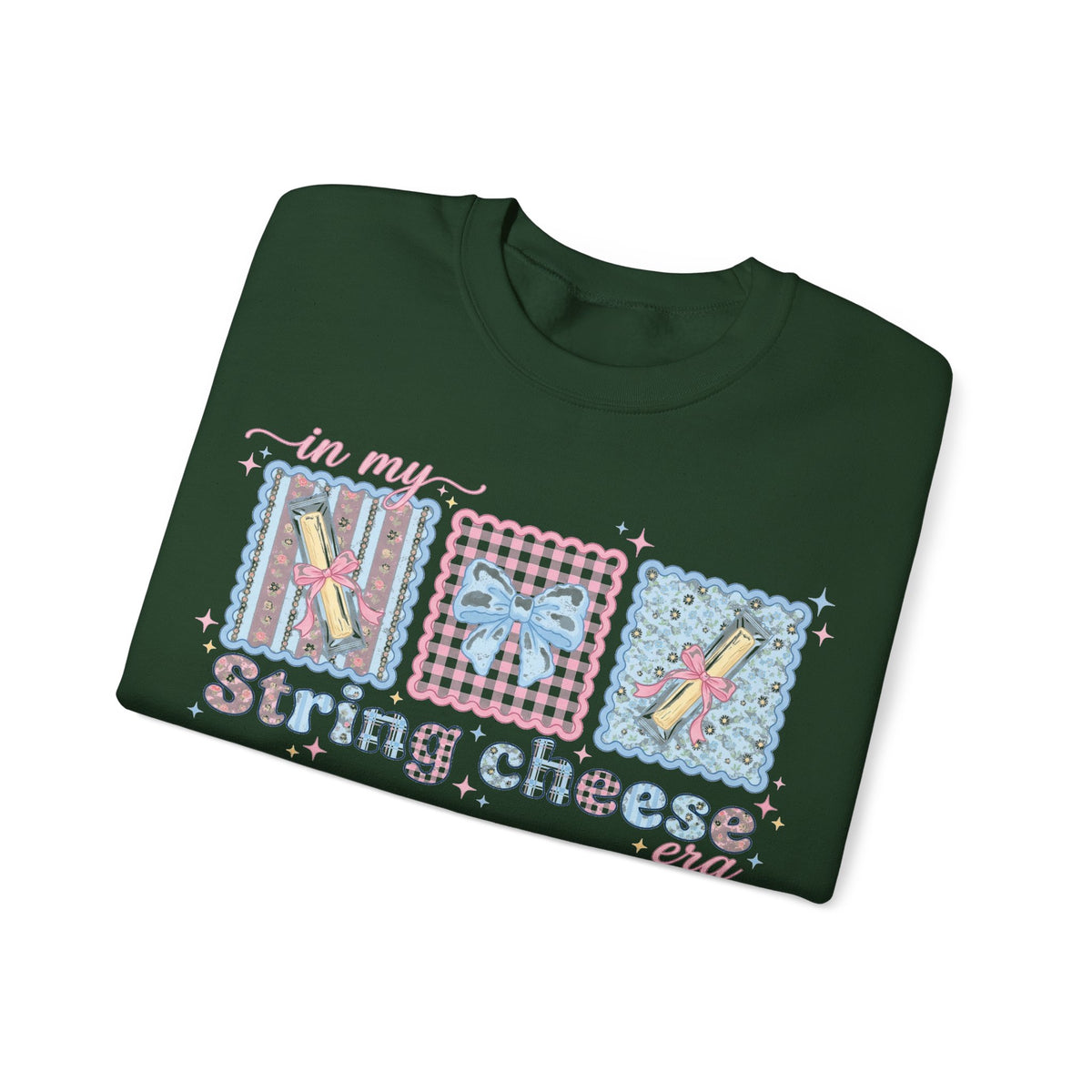In My String Cheese Era Sweatshirt, Coquette Bow Snack Sweatshirt, Funny Girly Meme Sweatshirt, Pastel Pink Blue Gift for Her, Cute Food Hum