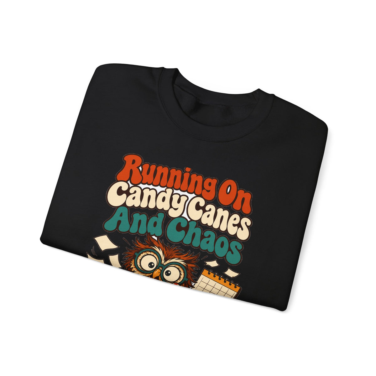 Funny Teacher Christmas Sweatshirt Running On Candy Canes And Chaos Shirt, Funny Teacher Gift, Christmas Gift, Funny Tee