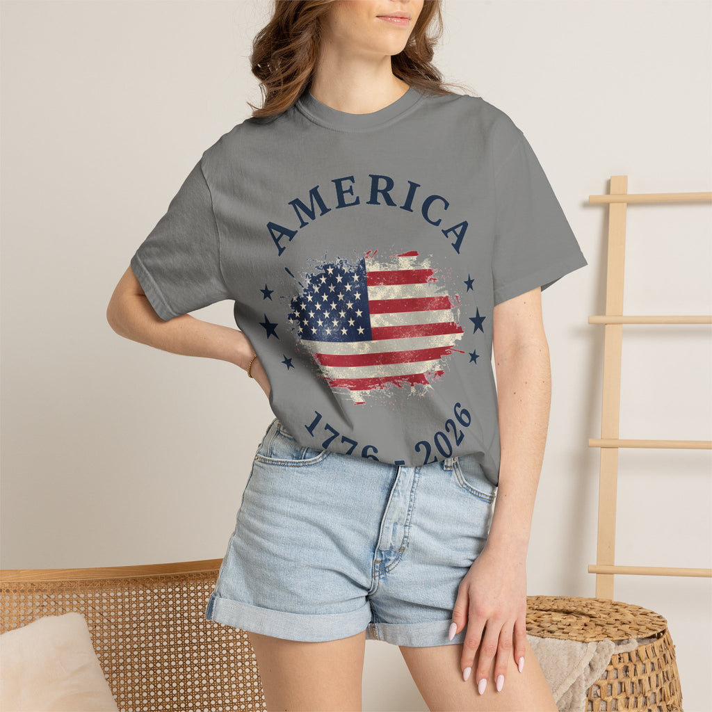 America 1776 2026 Arched Shirt, Vintage Flag Splash Tee, Patriotic Americana Shirt, Independence Day Gift