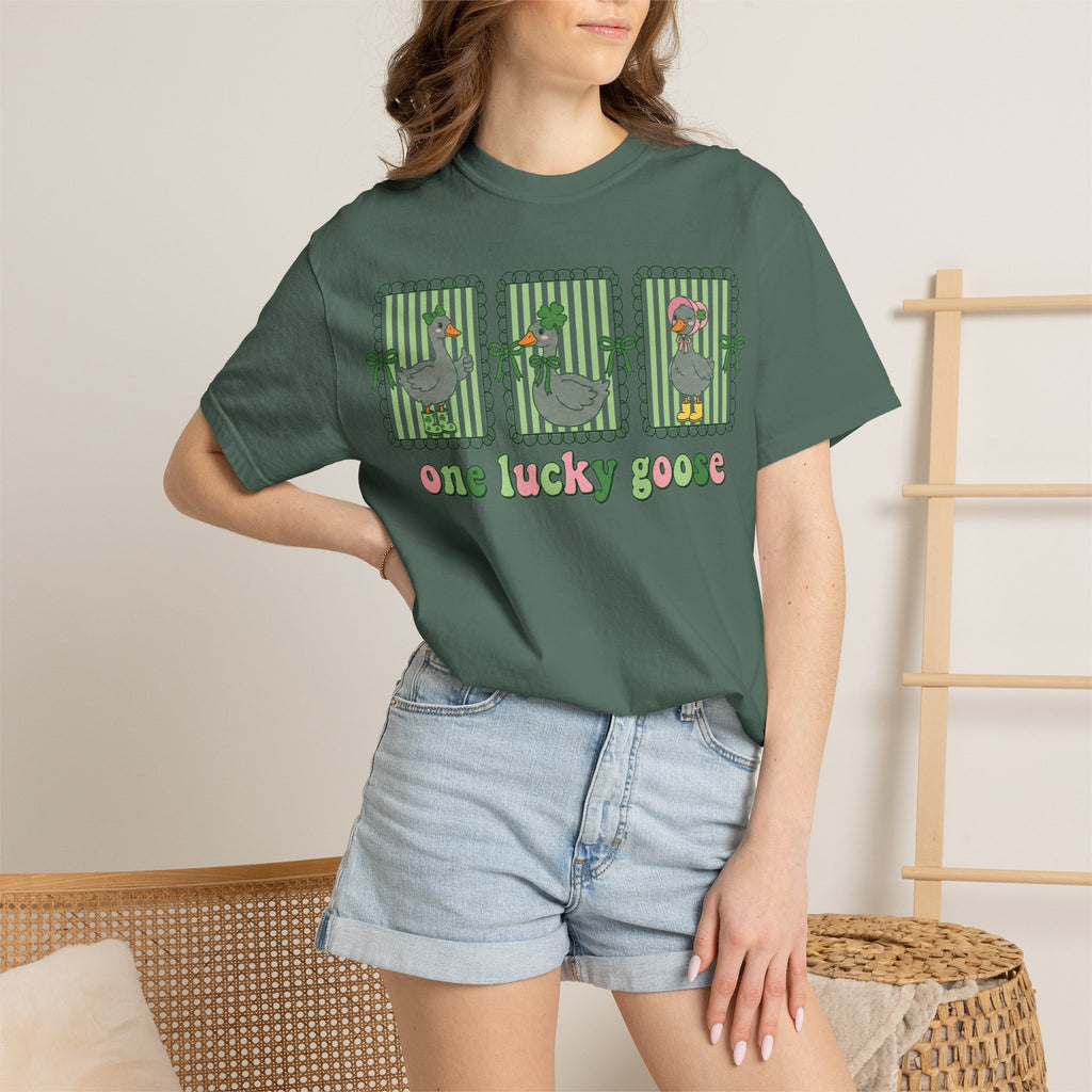 One Lucky Goose Shirt, St Patricks Day Goose Trio Tee, Funny Irish Shirt, Shamrock Gift
