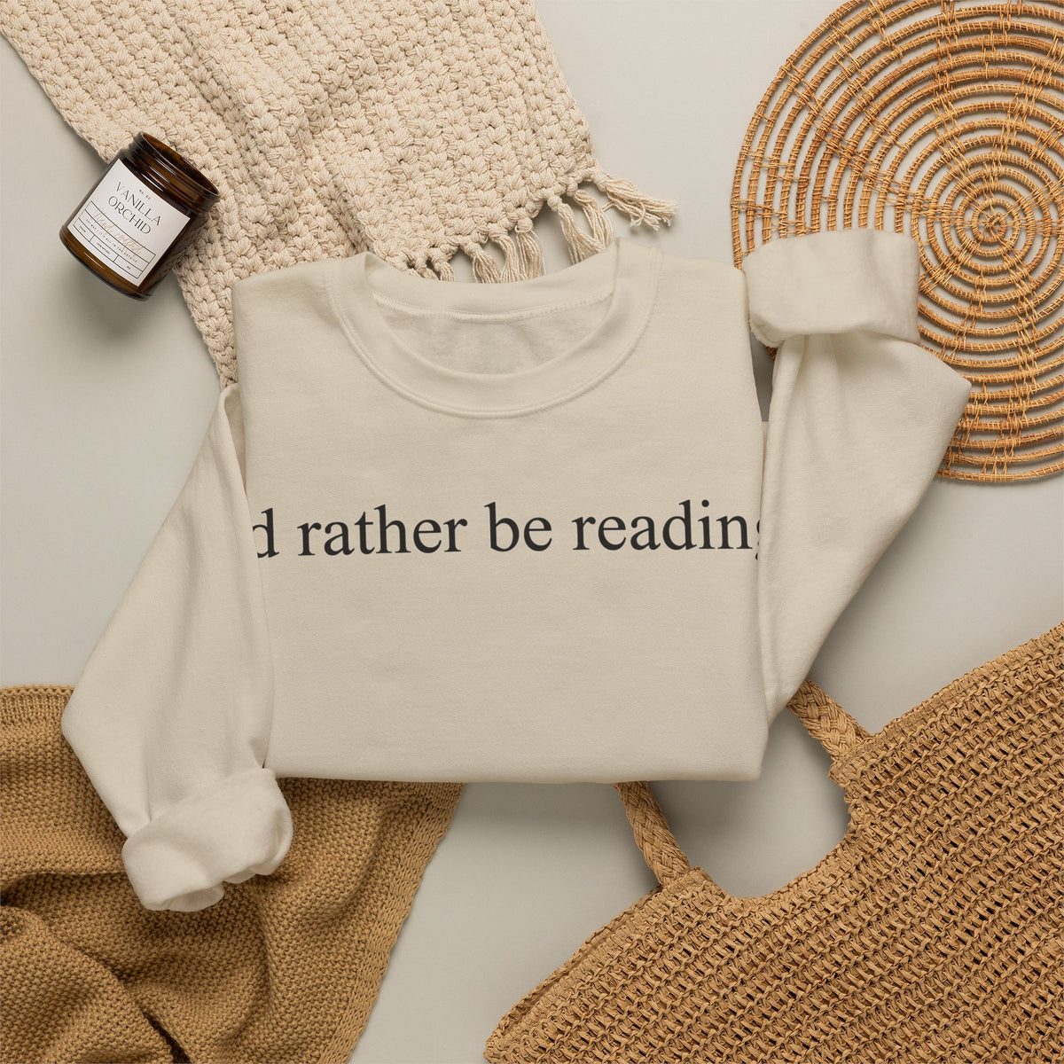 I'd Rather Be Reading Sweatshirt, Minimalist Book Lover Sweatshirt, Serif Typography Reading Sweatshirt, Bookworm Gift, Librarian Sweatshirt