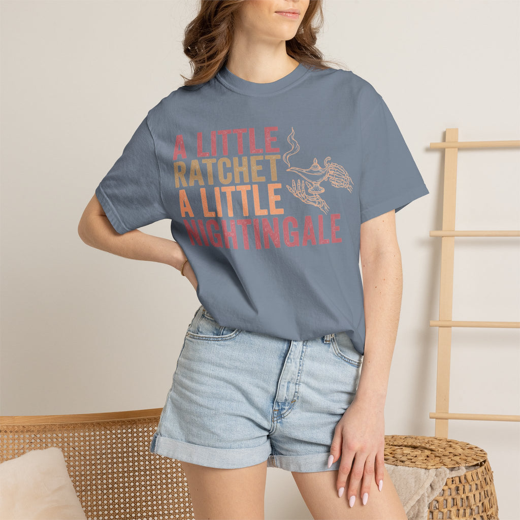 A Little Ratchet A Little Nightingale Shirt, Funny Nurse Shirt, Skeleton Hand Lamp Nurse Tee, Sarcastic RN Gift