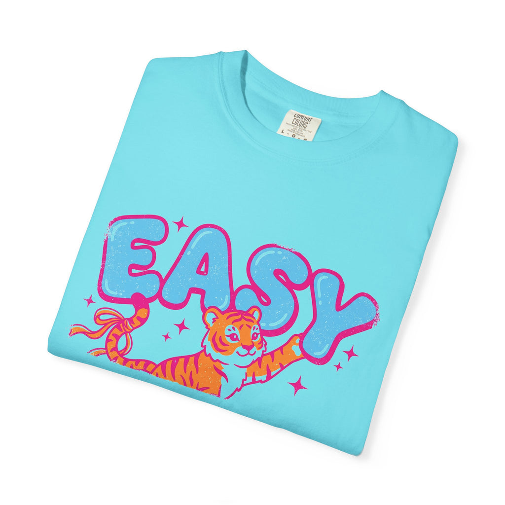 Easy Tiger Shirt, Y2K Bubble Letter Tiger Tee, Pink And Blue Retro Shirt, Funny Flirty Gift