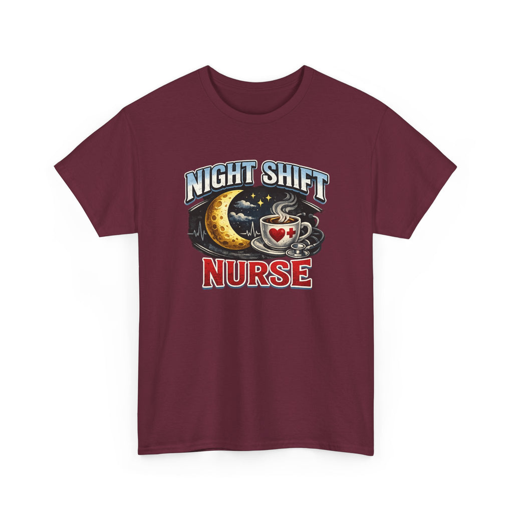 Night Shift Nurse T‑Shirt - Cute Moon & Coffee Graphic Tee for Nurses