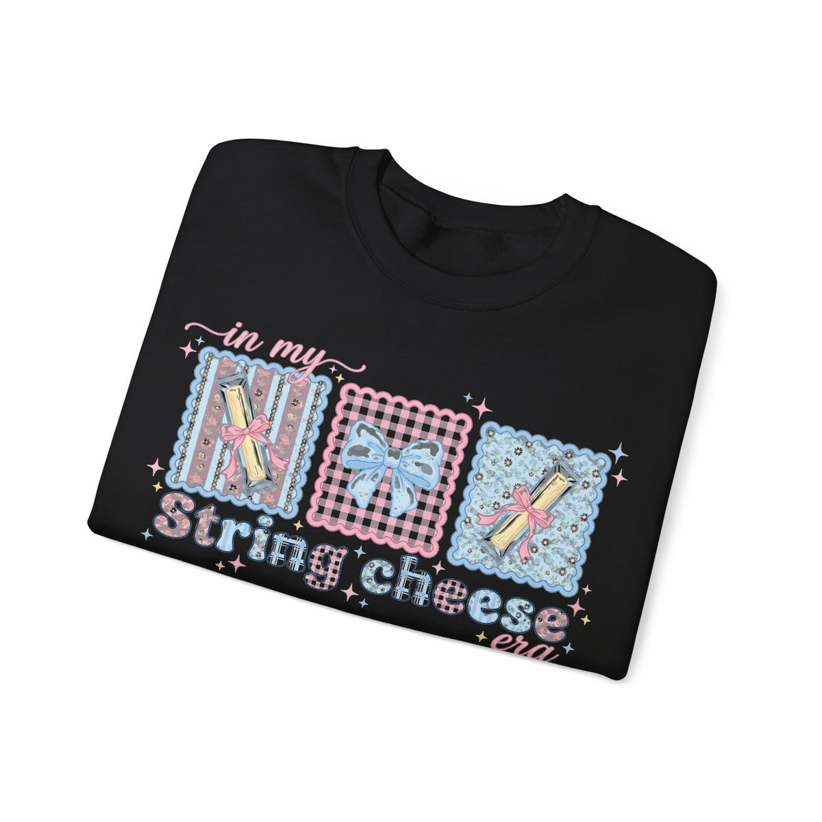 In My String Cheese Era Sweatshirt, Coquette Bow Snack Sweatshirt, Funny Girly Meme Sweatshirt, Pastel Pink Blue Gift for Her, Cute Food Hum